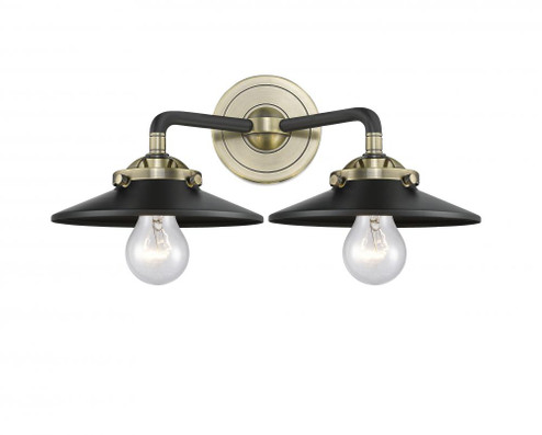 Railroad - 2 Light - 16 inch - Black Antique Brass - Bath Vanity Light (3442|284-2W-BAB-M6-BK-LED)