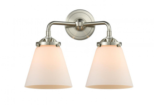 Cone - 2 Light - 14 inch - Brushed Satin Nickel - Bath Vanity Light (3442|284-2W-SN-G61-LED)