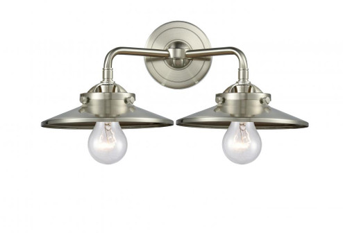 Railroad - 2 Light - 16 inch - Brushed Satin Nickel - Bath Vanity Light (3442|284-2W-SN-M2-SN-LED)