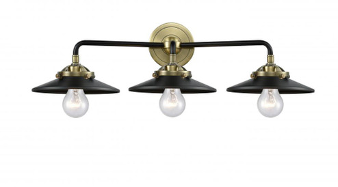 Railroad - 3 Light - 26 inch - Black Antique Brass - Bath Vanity Light (3442|284-3W-BAB-M6-BK-LED)