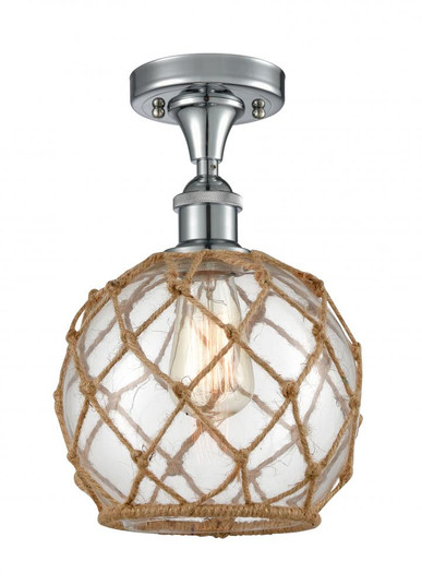 Farmhouse Rope - 1 Light - 8 inch - Polished Chrome - Semi-Flush Mount (3442|516-1C-PC-G122-8RB-LED)