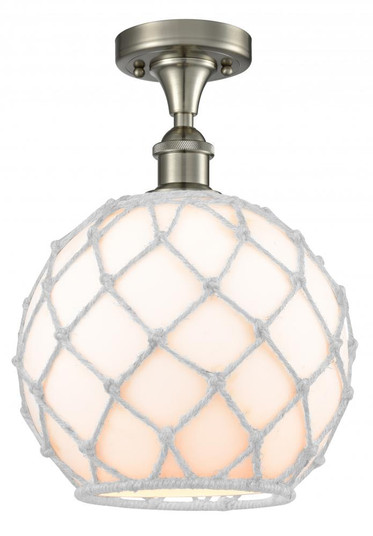 Farmhouse Rope - 1 Light - 10 inch - Brushed Satin Nickel - Semi-Flush Mount (3442|516-1C-SN-G121-10RW-LED)