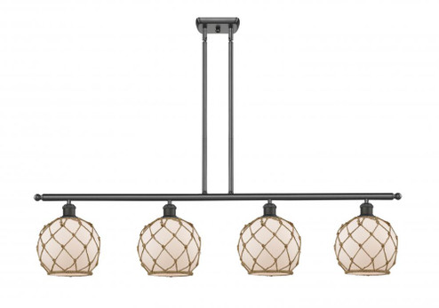 Farmhouse Rope - 4 Light - 48 inch - Oil Rubbed Bronze - Cord hung - Island Light (3442|516-4I-OB-G121-8RB-LED)