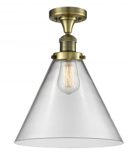 Cone - 1 Light - 12 inch - Antique Brass - Semi-Flush Mount (3442|517-1CH-AB-G42-L-LED)