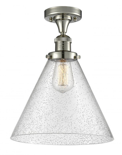 Cone - 1 Light - 12 inch - Polished Nickel - Semi-Flush Mount (3442|517-1CH-PN-G44-L-LED)