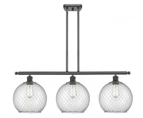 Farmhouse Chicken Wire - 3 Light - 37 inch - Matte Black - Stem hung - Island Light (3442|516-3I-BK-G122-10CSN)
