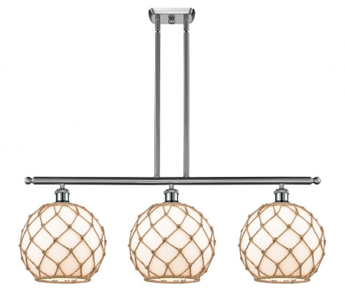 Farmhouse Rope - 3 Light - 37 inch - Brushed Satin Nickel - Cord hung - Island Light (3442|516-3I-SN-G121-10RB-LED)