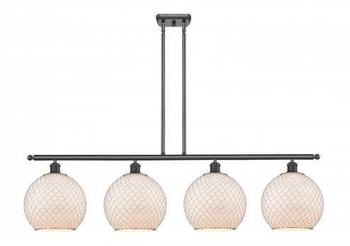 Farmhouse Chicken Wire - 4 Light - 48 inch - Oil Rubbed Bronze - Stem hung - Island Light (3442|516-4I-OB-G121-10CSN-LED)
