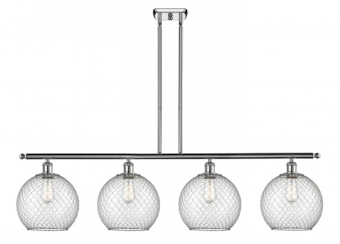Farmhouse Chicken Wire - 4 Light - 48 inch - Polished Chrome - Stem hung - Island Light (3442|516-4I-PC-G122-10CSN)