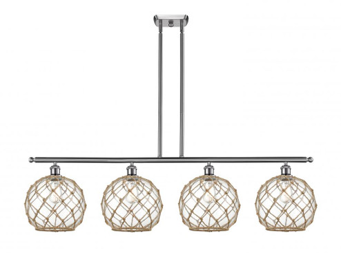 Farmhouse Rope - 4 Light - 48 inch - Brushed Satin Nickel - Cord hung - Island Light (3442|516-4I-SN-G122-10RB-LED)