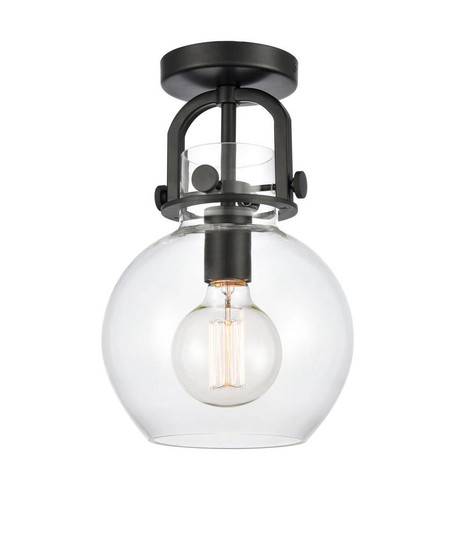 Newton Sphere - 1 Light - 8 inch - Matte Black - Semi-Flush Mount (3442|410-1F-BK-8CL)