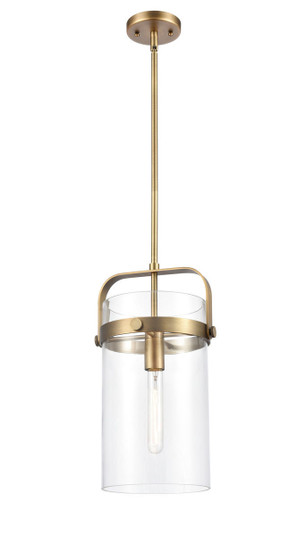 Pilaster - 1 Light - 8 inch Glass - Brushed Brass - Stem hung - Mini Pendant (3442|413-1S-BB-8CL)