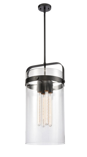 Pilaster - 4 Light - 12 inch glass - Matte Black - Stem hung - Pendant (3442|413-4S-BK-12CL)