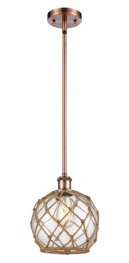 Farmhouse Rope - 1 Light - 8 inch - Antique Copper - Mini Pendant (3442|516-1S-AC-G122-8RB-LED)