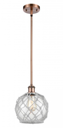 Farmhouse Rope - 1 Light - 8 inch - Antique Copper - Mini Pendant (3442|516-1S-AC-G122-8RW-LED)