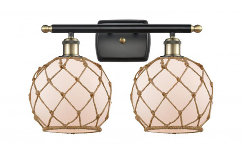 Farmhouse Rope - 2 Light - 18 inch - Black Antique Brass - Bath Vanity Light (3442|516-2W-BAB-G121-8RB)