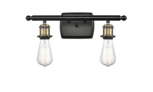 Bare Bulb - 2 Light - 16 inch - Black Antique Brass - Bath Vanity Light (3442|516-2W-BAB-LED)