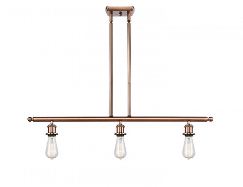 Bare Bulb - 3 Light - 36 inch - Antique Copper - Stem hung - Island Light (3442|516-3I-AC)