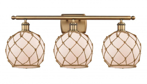 Farmhouse Rope - 3 Light - 28 inch - Brushed Brass - Bath Vanity Light (3442|516-3W-BB-G121-8RB-LED)