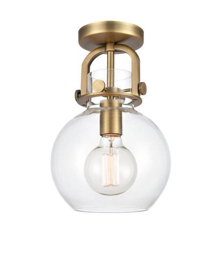 Newton Sphere - 1 Light - 8 inch - Brushed Brass - Semi-Flush Mount (3442|410-1F-BB-8CL-LED)