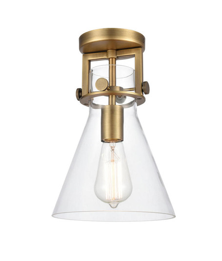 Newton Cone - 1 Light - 8 inch - Brushed Brass - Semi-Flush Mount (3442|411-1F-BB-8CL-LED)