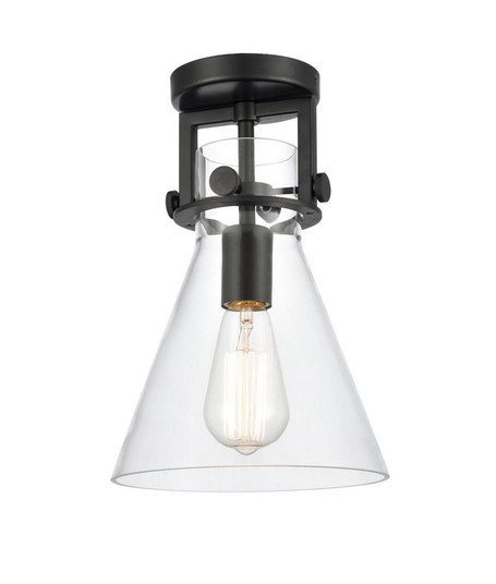 Newton Cone - 1 Light - 8 inch - Matte Black - Semi-Flush Mount (3442|411-1F-BK-8CL-LED)