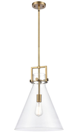 Newton Cone - 1 Light - 14 inch - Brushed Brass - Stem hung - Pendant (3442|411-1S-BB-14CL-LED)