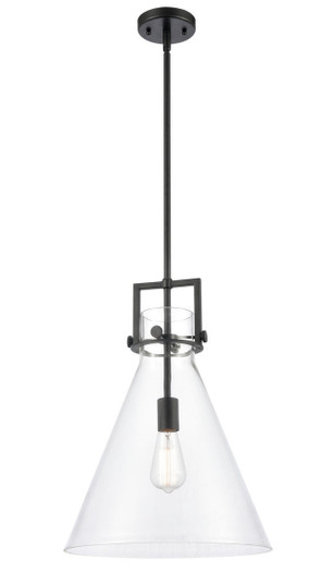 Newton Cone - 1 Light - 14 inch - Matte Black - Stem hung - Pendant (3442|411-1S-BK-14CL)