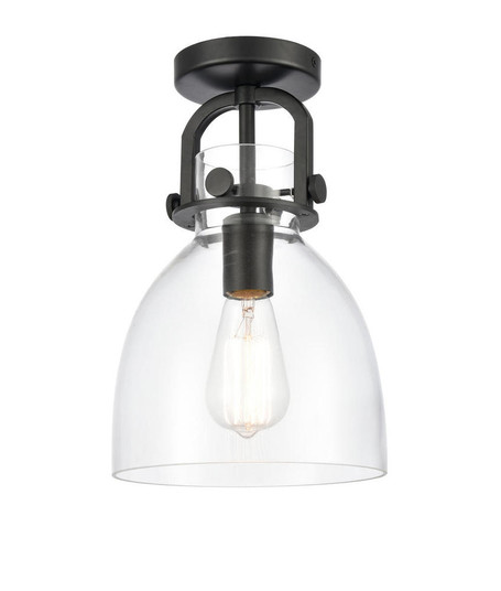 Newton Bell - 1 Light - 8 inch - Matte Black - Semi-Flush Mount (3442|412-1F-BK-8CL-LED)