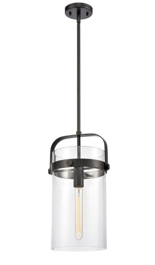 Pilaster - 1 Light - 8 inch Glass - Matte Black - Stem hung - Mini Pendant (3442|413-1S-BK-8CL-LED)