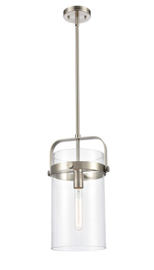 Pilaster - 1 Light - 8 inch Glass - Brushed Satin Nickel - Stem hung - Mini Pendant (3442|413-1S-SN-8CL-LED)