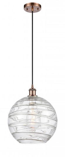 Athens Deco Swirl - 1 Light - 12 inch - Antique Copper - Cord hung - Mini Pendant (3442|516-1P-AC-G1213-12)