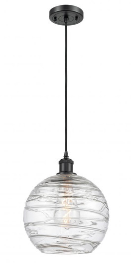 Athens Deco Swirl - 1 Light - 10 inch - Matte Black - Cord hung - Mini Pendant (3442|516-1P-BK-G1213-10)