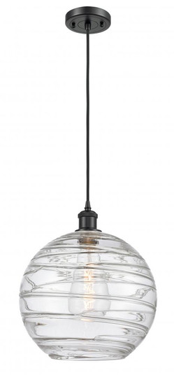 Athens Deco Swirl - 1 Light - 12 inch - Matte Black - Cord hung - Mini Pendant (3442|516-1P-BK-G1213-12)