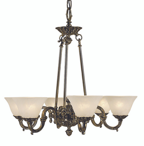 6-Light Antique Silver Napoleonic Dining Chandelier (84|7886 AS/WH)