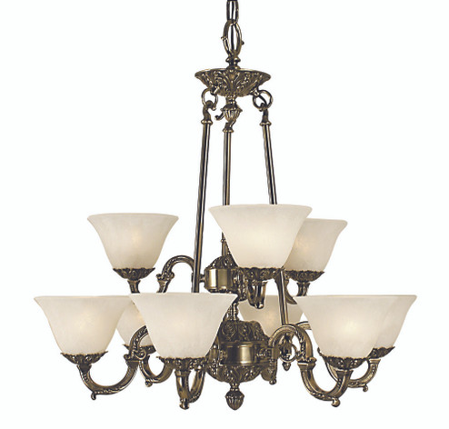 9-Light French Brass Napoleonic Dining Chandelier (84|7889 FB/AM)