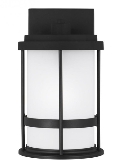 Wilburn modern 1-light LED outdoor exterior Dark Sky compliant small wall lantern sconce in black fi (38|8590901DEN3-12)