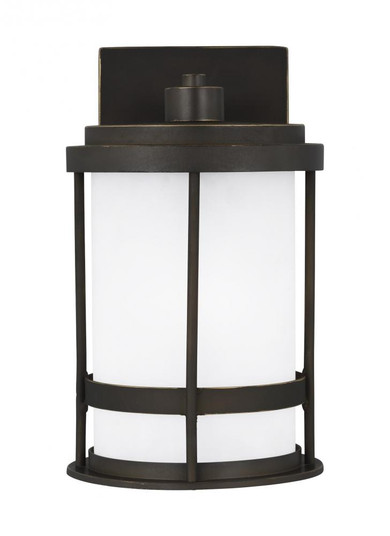 Wilburn modern 1-light LED outdoor exterior small wall lantern sconce in antique bronze finish with (38|8590901EN3-71)
