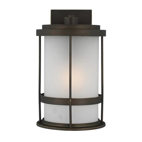 Wilburn modern 1-light LED outdoor exterior medium wall lantern sconce in antique bronze finish with (38|8690901EN3-71)