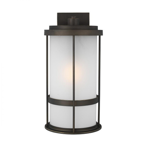 Wilburn modern 1-light outdoor exterior large wall lantern sconce in antique bronze finish with sati (38|8790901-71)