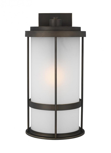 Wilburn modern 1-light LED outdoor exterior large wall lantern sconce in antique bronze finish with (38|8790901EN3-71)