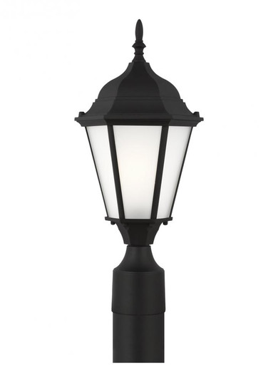 Bakersville traditional 1-light outdoor exterior post lantern in black finish with satin etched glas (38|82941-12)