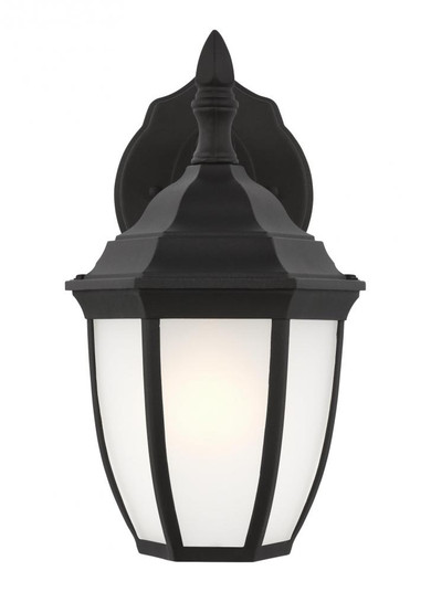 Bakersville traditional 1-light LED outdoor exterior small round wall lantern sconce in black finish (38|89936EN3-12)