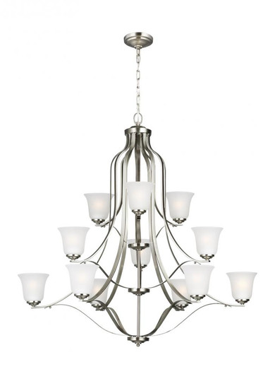 Emmons traditional 12-light indoor dimmable ceiling chandelier pendant light in brushed nickel silve (38|3139012-962)
