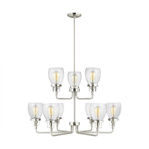 Belton transitional 9-light indoor dimmable ceiling chandelier pendant light in brushed nickel silve (38|3214509-962)