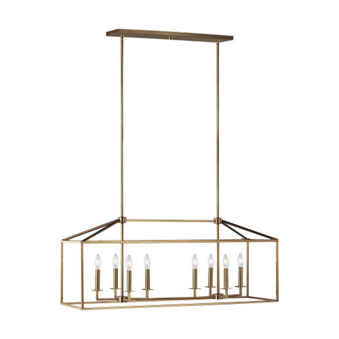 Perryton transitional 8-light indoor dimmable linear ceiling chandelier pendant light in satin brass (38|6615008-848)