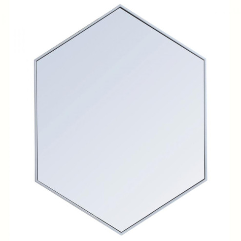 Metal frame hexagon mirror 30 inch in silver (758|MR4430S)