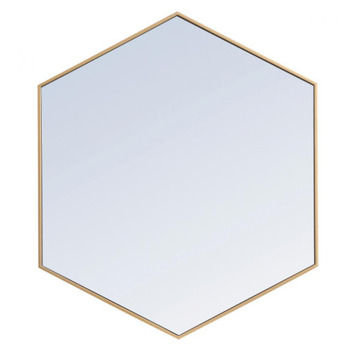 Metal frame hexagon mirror 41 inch in Brass (758|MR4541BR)