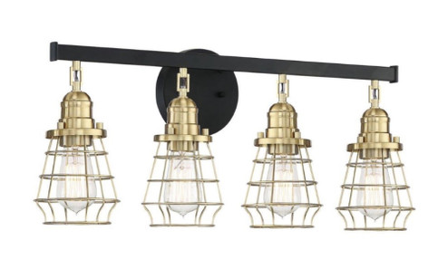 Thatcher 4 Light Vanity in Flat Black/Satin Brass (20|50604-FBSB)