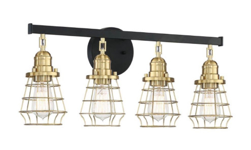 Thatcher 4 Light Vanity in Flat Black/Satin Brass (20|50604-FBSB)